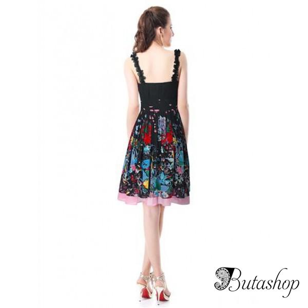 РАСПРОДАЖА! Черное платье с цветочным принтом - www.butashop.com