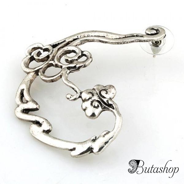 РАСПРОДАЖА! Серьга каффа серебряного цвета - www.butashop.com
