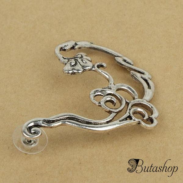 РАСПРОДАЖА! Серьга каффа серебряного цвета - www.butashop.com