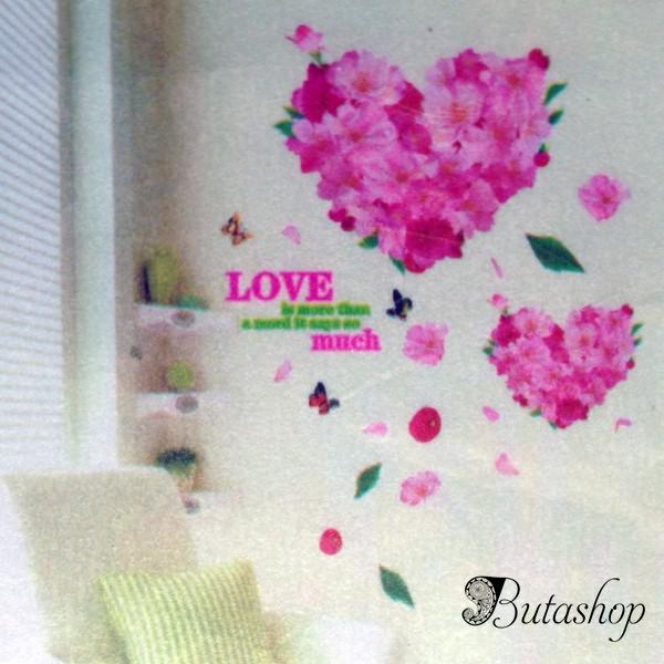 РАСПРОДАЖА! Виниловая наклейка - Цветочные сердца - www.butashop.com