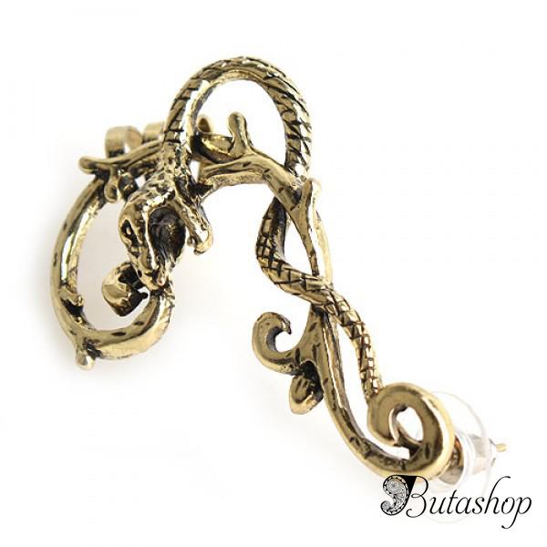 РАСПРОДАЖА! Серьга - Золотая змея - www.butashop.com