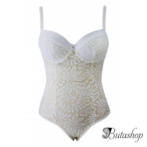 Кружевной белый тедди из нежного кружева - www.butashop.com