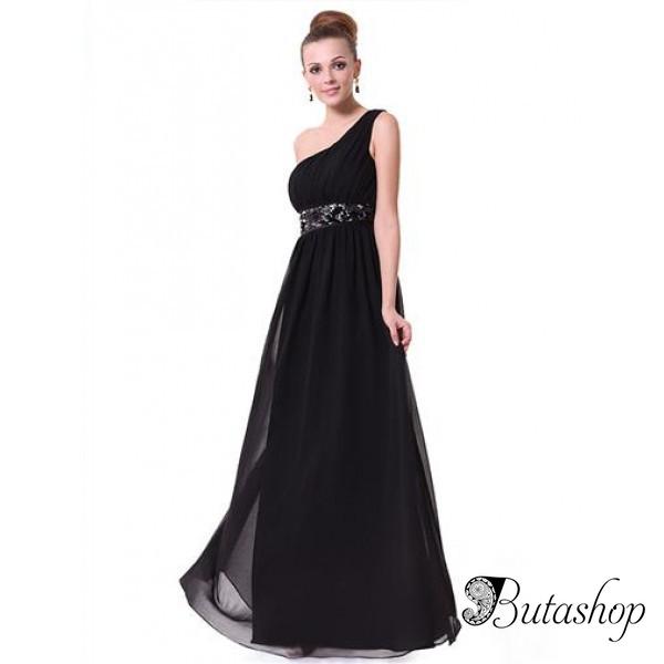 РАСПРОДАЖА! Черное шифоновое платье на одно плече - www.butashop.com