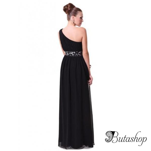 РАСПРОДАЖА! Черное шифоновое платье на одно плече - www.butashop.com