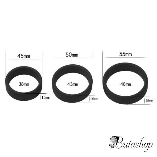 Черные мягкие силиконовые кольца для пениса Power Plus Soft Silicone Pro Ring - www.butashop.com