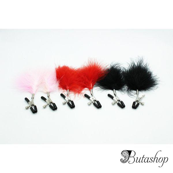 Зажимы для сосков с розовыми перьями - www.butashop.com