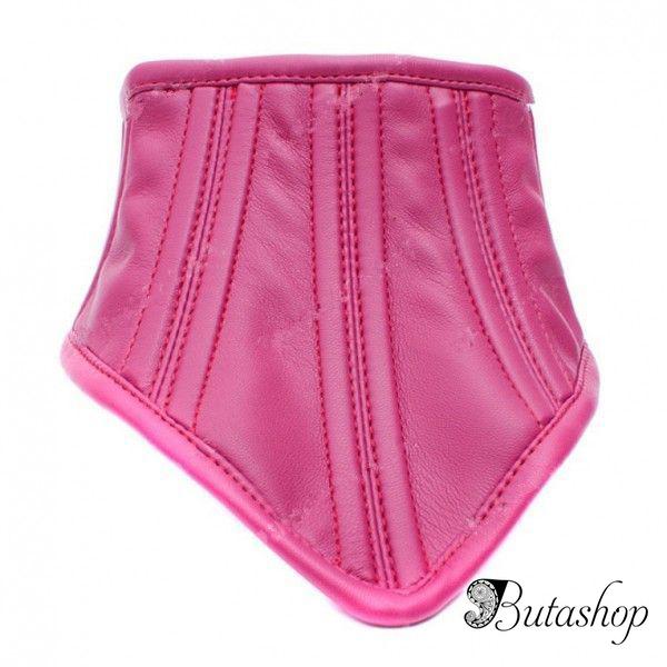 Благородный кожаный ошейник розовый - www.butashop.com