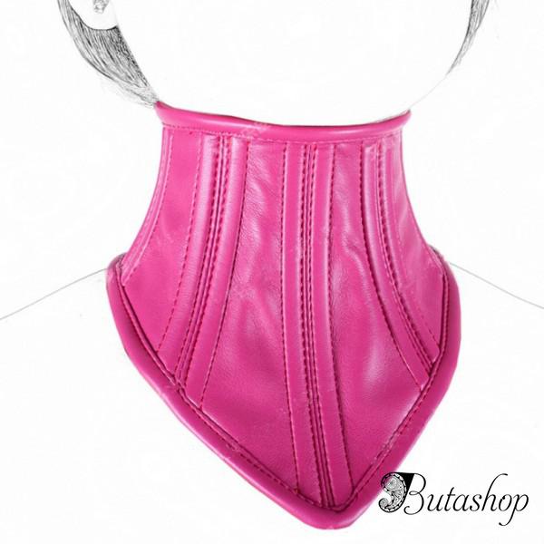 Благородный кожаный ошейник розовый - www.butashop.com