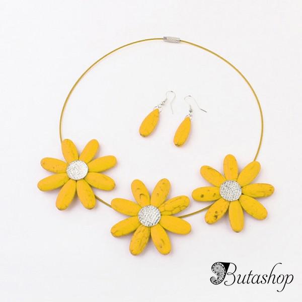 РАСПРОДАЖА! Набор из ожерелья и серьг - Подсолнухи - www.butashop.com