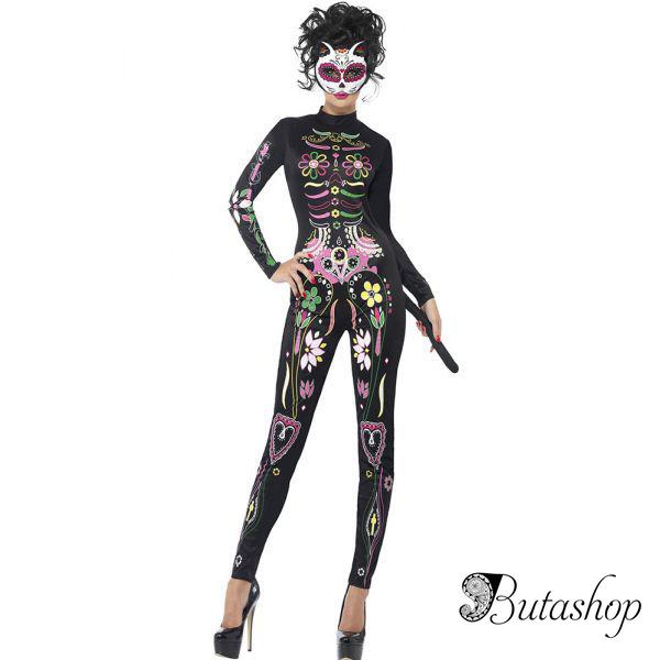 карнавальный костюм скелета из цветов halloween party costume - www.butashop.com