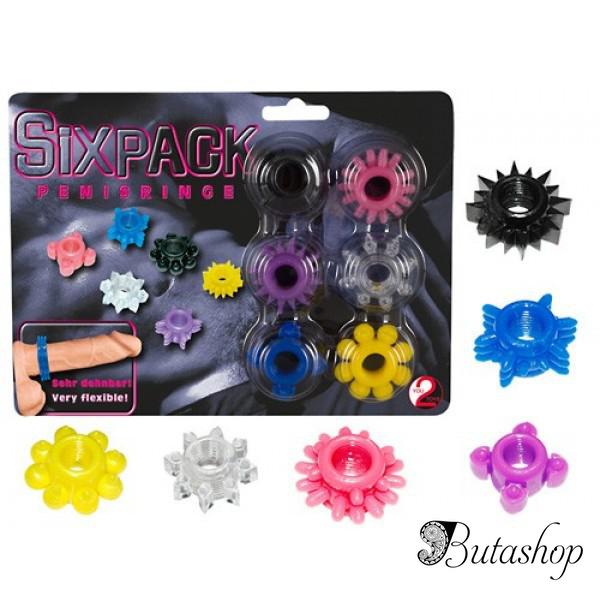распродажа! набор из шести эрекционных колец различной формы sixpack penisringe - www.butashop.com