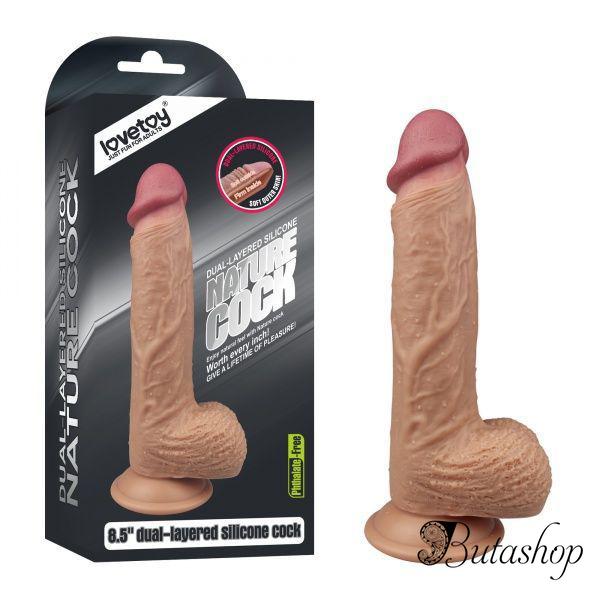 Двухслойный силиконовый фаллоимитатор Cock With Ball - www.butashop.com