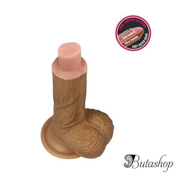 Двухслойный силиконовый фаллоимитатор Cock With Ball - www.butashop.com
