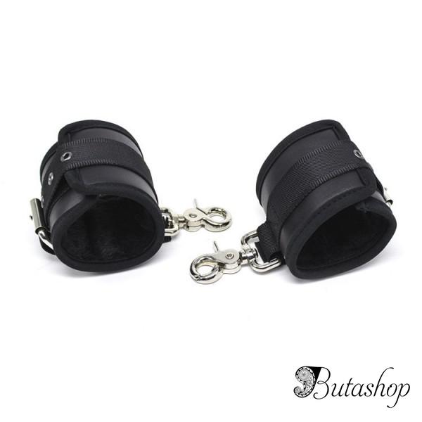 Черные кожаные наручники из эко кожи шырокие - www.butashop.com