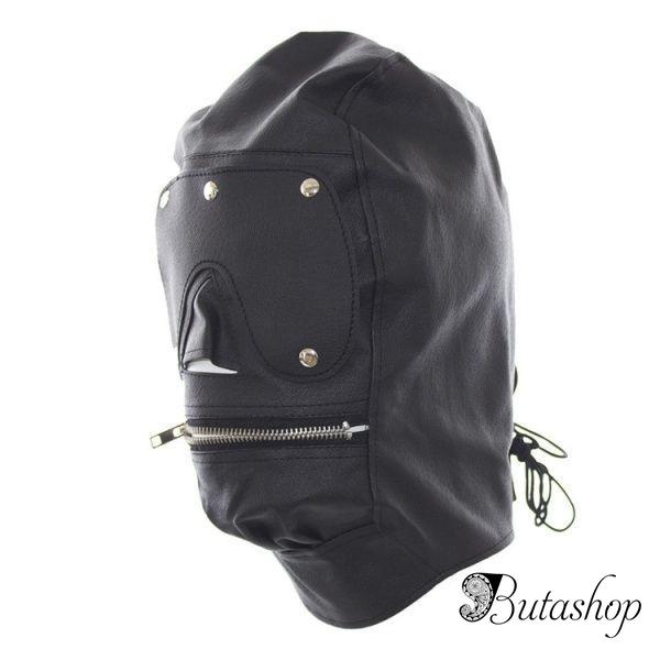 БДСМ-маска черная с молнией для открытия рта - www.butashop.com