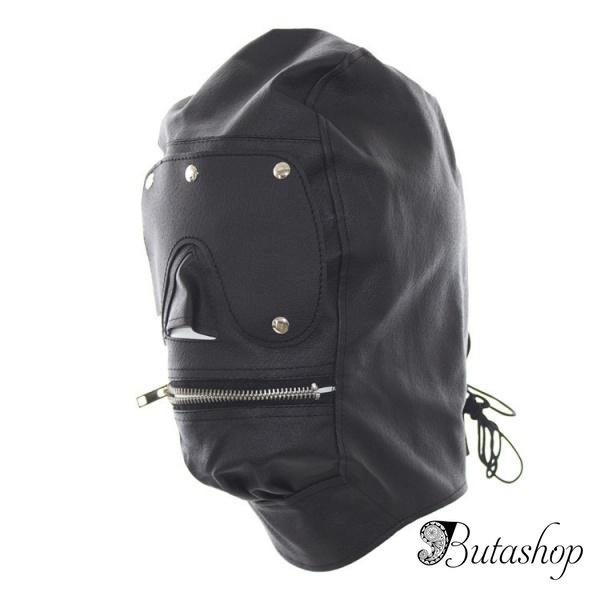 БДСМ-маска черная с молнией для открытия рта - www.butashop.com