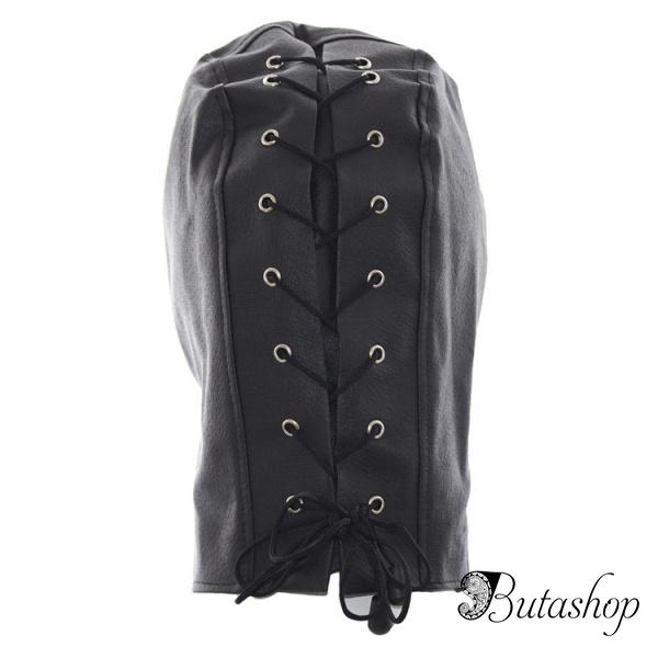 БДСМ-маска черная с молнией для открытия рта - www.butashop.com