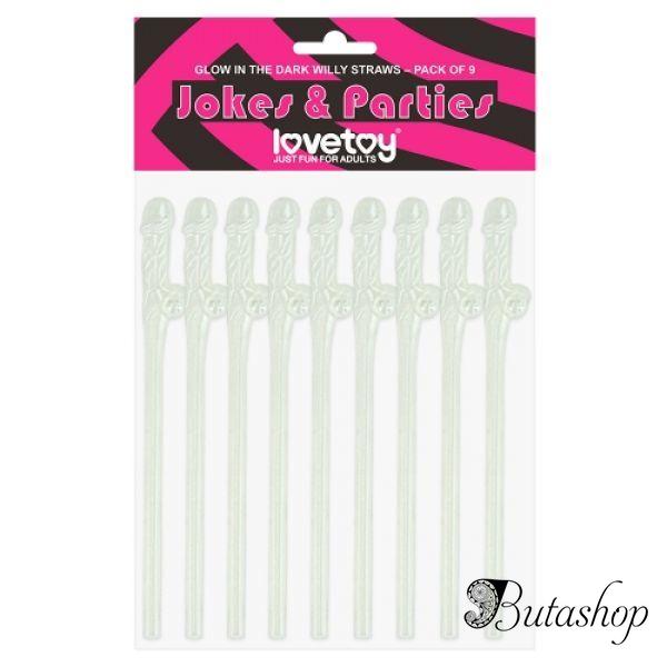 Glow in the Dark Willy Straws – Pack of 9 - www.butashop.com