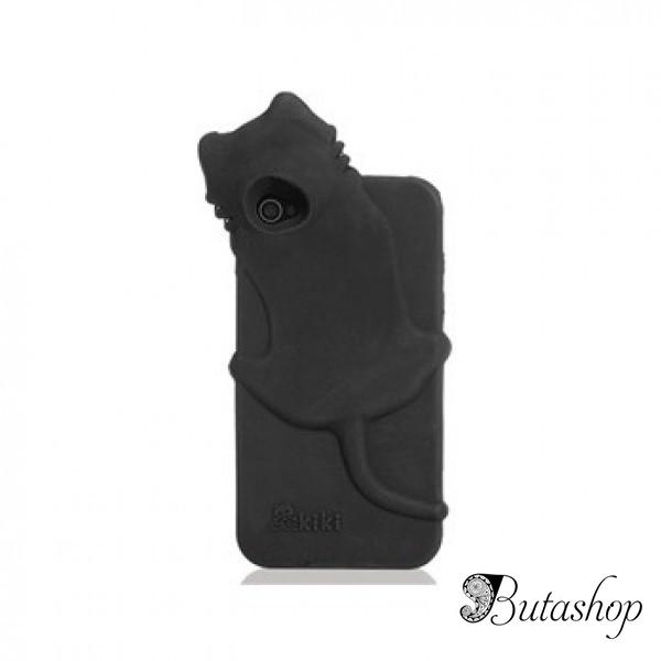 РАСПРОДАЖА! KuKu Cat Design Rubber Open-face Case for iPhone 4/4S (Black) - www.butashop.com