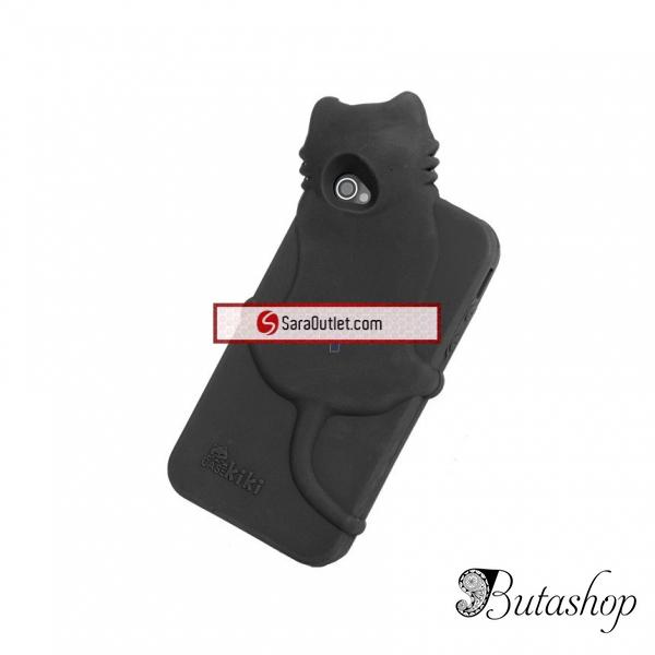РАСПРОДАЖА! KuKu Cat Design Rubber Open-face Case for iPhone 4/4S (Black) - www.butashop.com