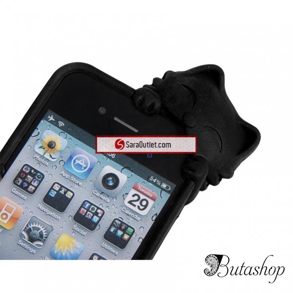 РАСПРОДАЖА! KuKu Cat Design Rubber Open-face Case for iPhone 4/4S (Black) - www.butashop.com