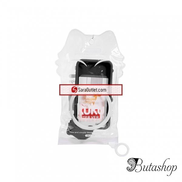 РАСПРОДАЖА! KuKu Cat Design Rubber Open-face Case for iPhone 4/4S (Black) - www.butashop.com