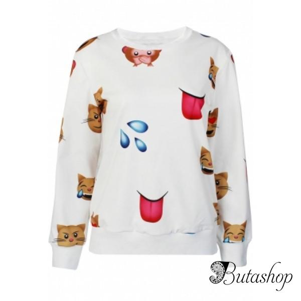 Свитшот белый Эмджой принт - www.butashop.com