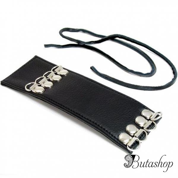 Кожаный фиксатор на пенис на шнуровке - www.butashop.com