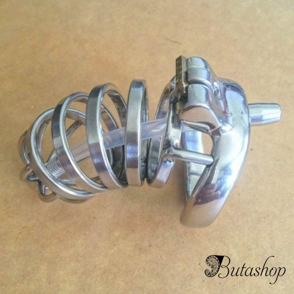2016 New Stainless Steel Male Urethral Tube Chastity Device / Stainless Steel Chastity Cage ZC080 - www.butashop.com