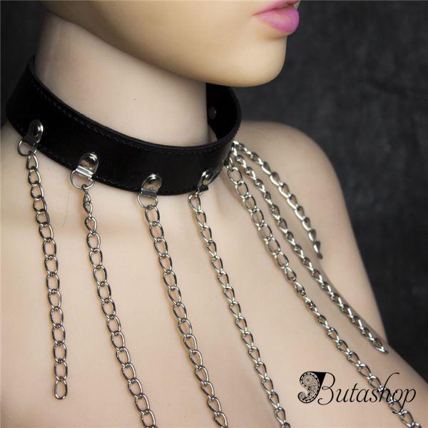 Ошейник БДСМ с цепочками - www.butashop.com