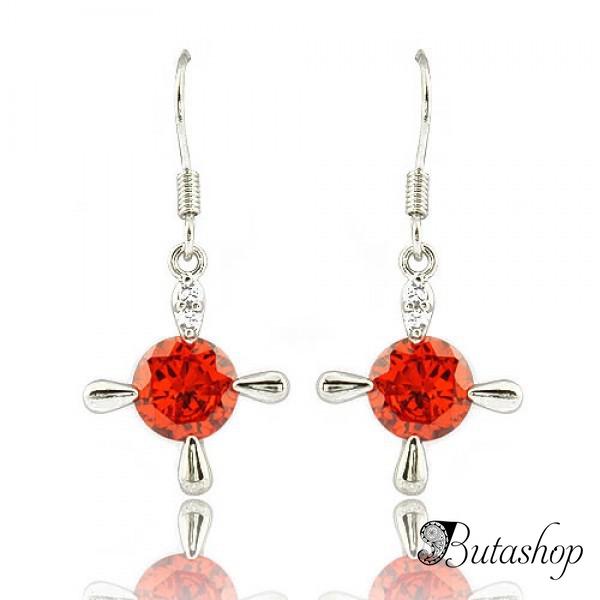 РАСПРОДАЖА! Серебристые серьги с сиреневым камнем - www.butashop.com