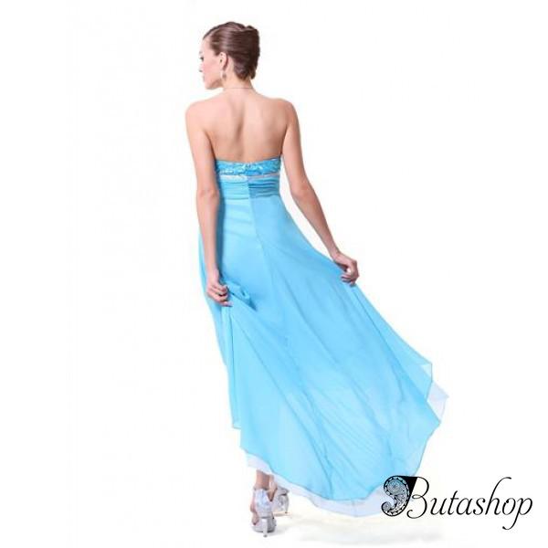 РАСПРОДАЖА! Голубое шифоновое платье без бретелек - www.butashop.com