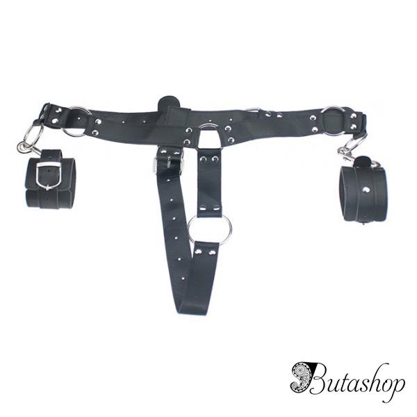 Черный кожаный бондаж прочный - www.butashop.com