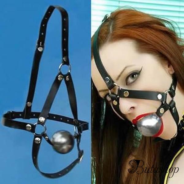 Кожаный намордник с кляпом и маской - www.butashop.com