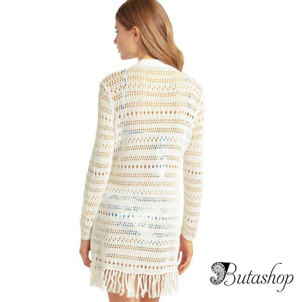 Летний вязаный кардиган с длинными рукавами - www.butashop.com