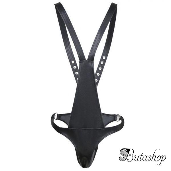 Male Leather Harness with Pouch - www.butashop.com