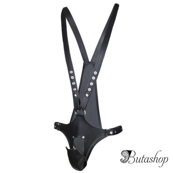 Male Leather Harness with Pouch - www.butashop.com