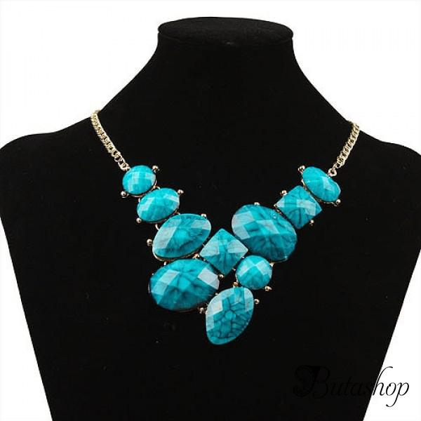 РАСПРОДАЖА! Ожерелье с большими камнями, голубое - www.butashop.com
