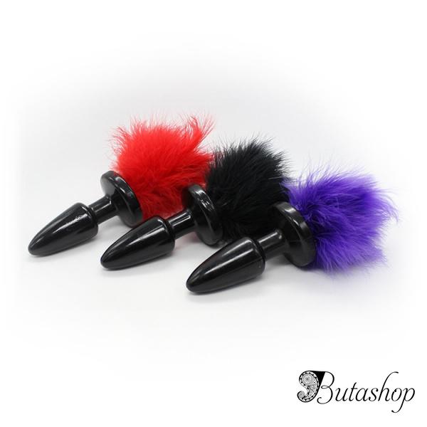 Анальная пробка с пушистым фиолетовым хвостом - www.butashop.com