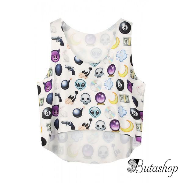 Белый топ Эмоции - www.butashop.com