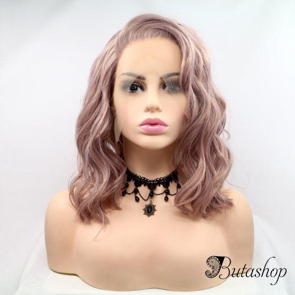 Пастельно розовый парик на сетке с мягкой волной - www.butashop.com
