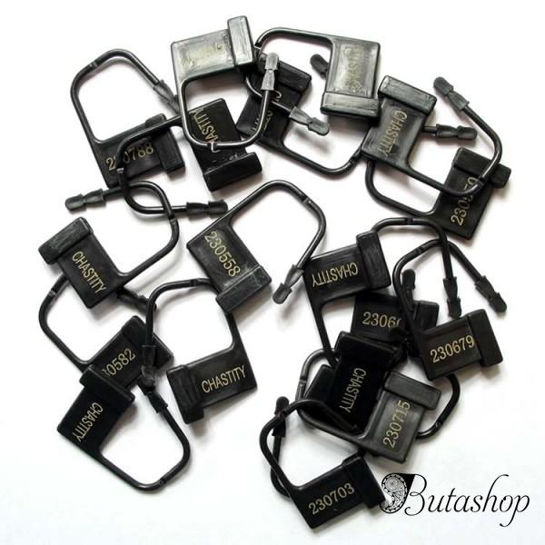 Замки пластиковые для поясов верности, черные с номерами CHASTITY, 10 штук - www.butashop.com