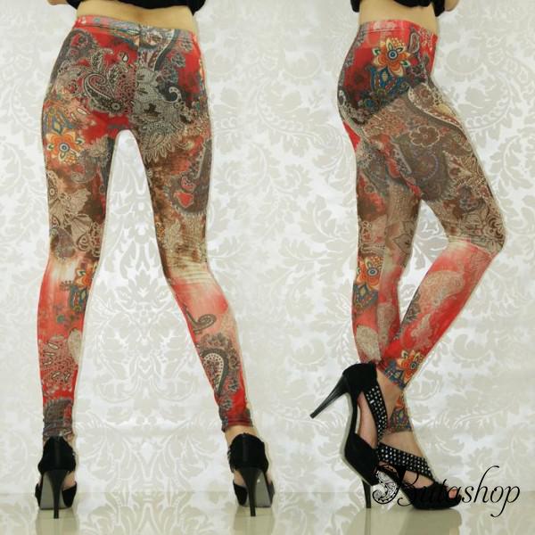 Красные леггинсы с цветочным принтом. - www.butashop.com