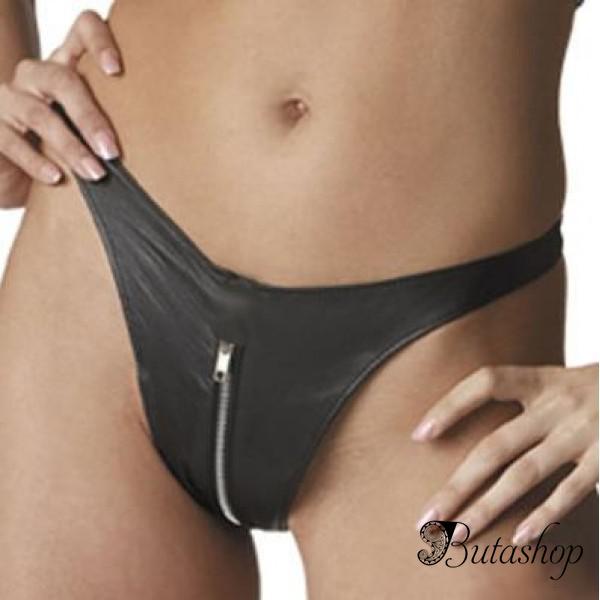 Черные женские стринги с молнией - www.butashop.com