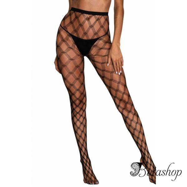 Crisscross Netted Pattern Pantyhose - www.butashop.com