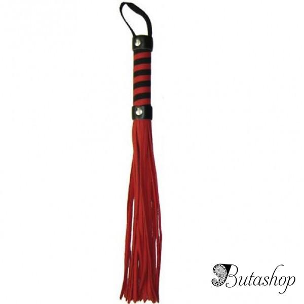 Строгая кожаная плеть для ролевых и BDSM игр красная - www.butashop.com