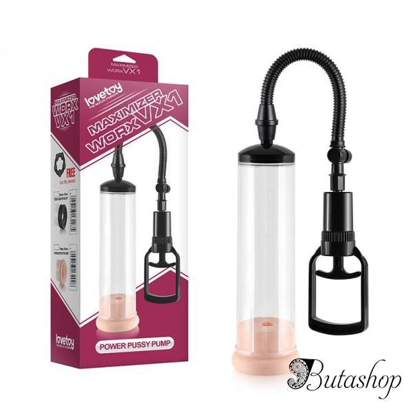 Вакуумная помпа с телесным вкладышем Power Pussy Pump - 20,3 см - www.butashop.com