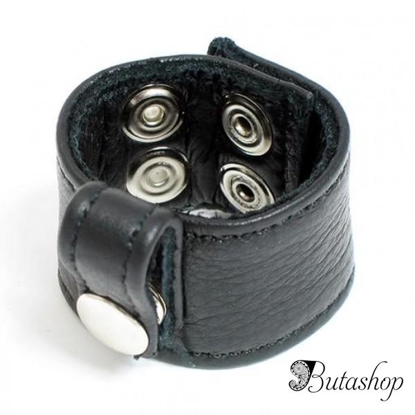 Черный кожаный фиксатор с заклепками - www.butashop.com