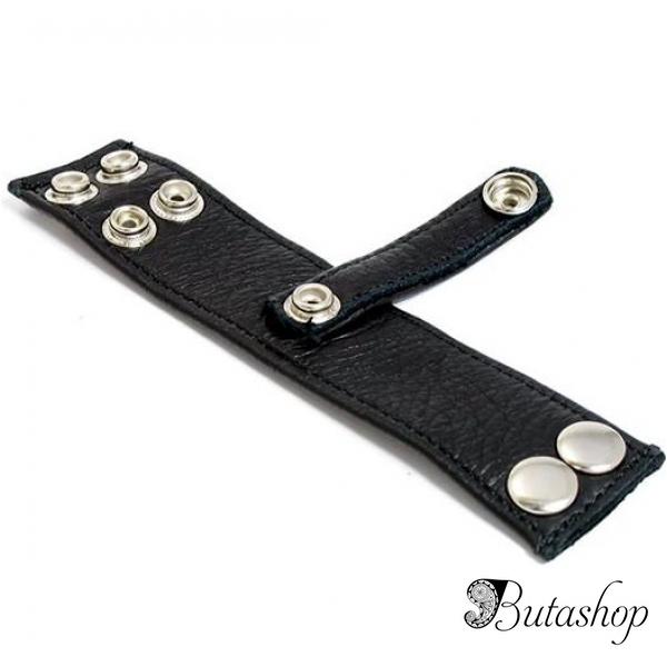 Черный кожаный фиксатор с заклепками - www.butashop.com