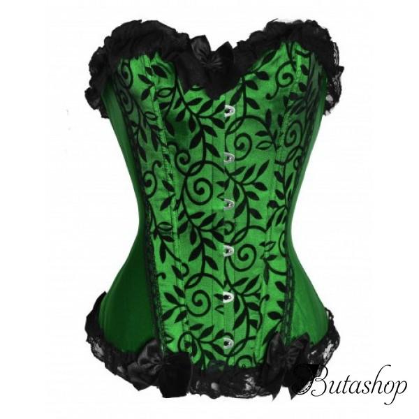 Изящный зеленый корсет с кружевом - www.butashop.com
